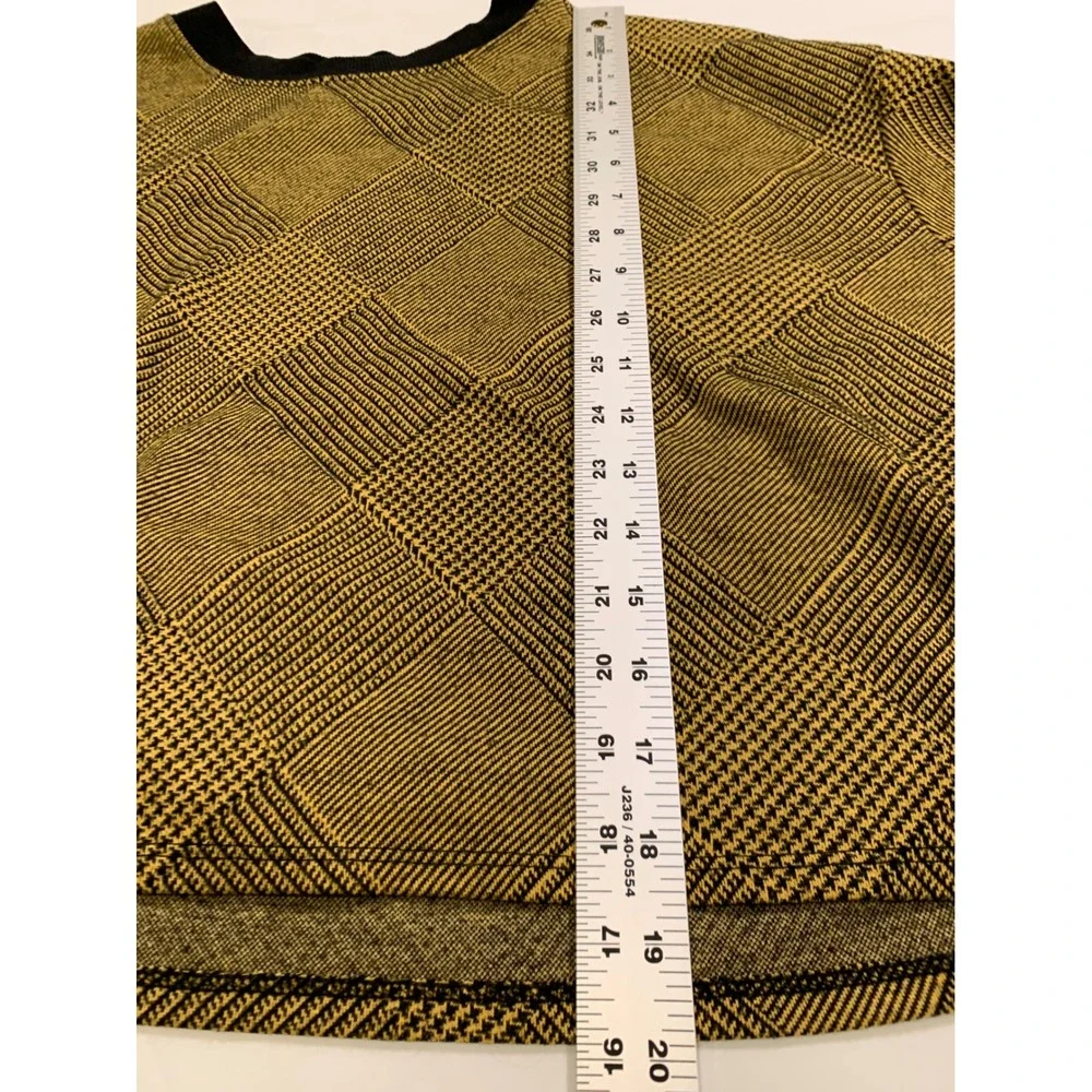 Vintage Style Houndstooth Argyle Crop Sweater Mustard Yellow Dark Academia Retro